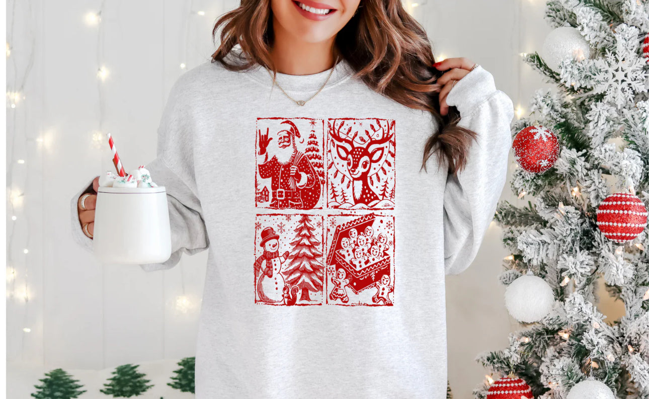 Single Color Adult Transfer- Checkered Christmas