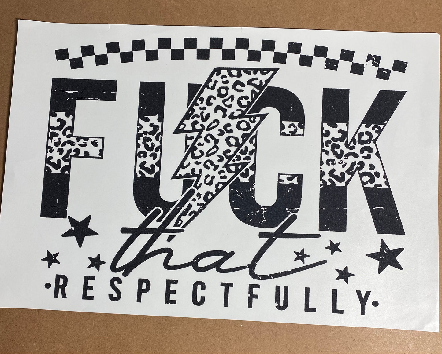 Single Color Adult Transfer- F that Respectfully