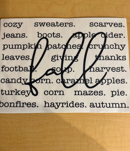 Single Color Adult Transfer- Fall