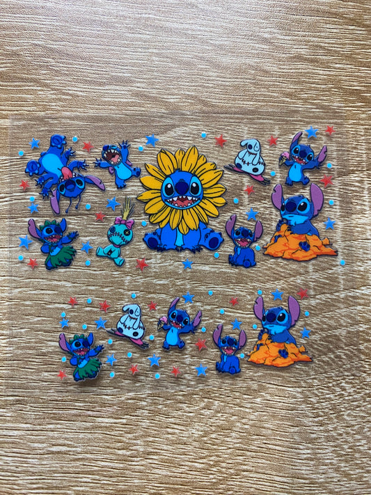 Blue Alien Sunflower Shot Glass Wraps