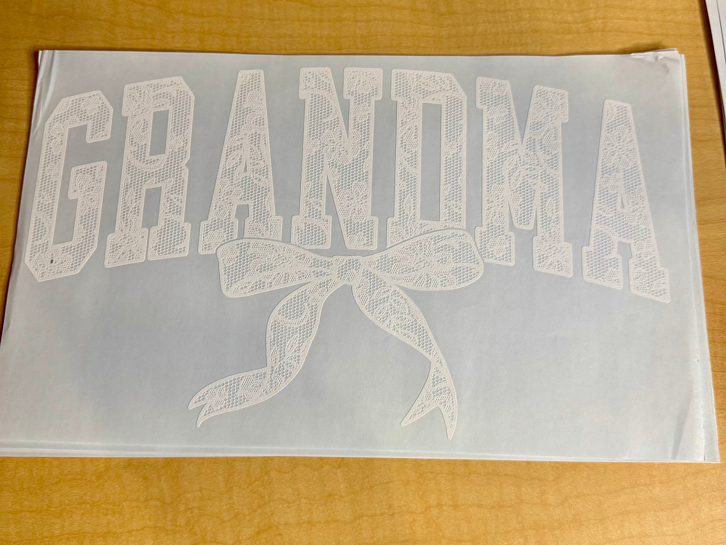 Single Color Adult Transfer- White Lace Grandma