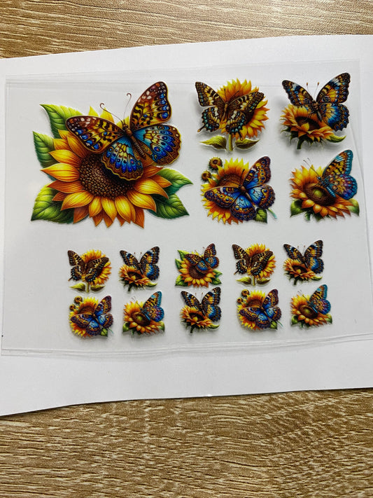 Butterflys and sunflowers Shot Glass