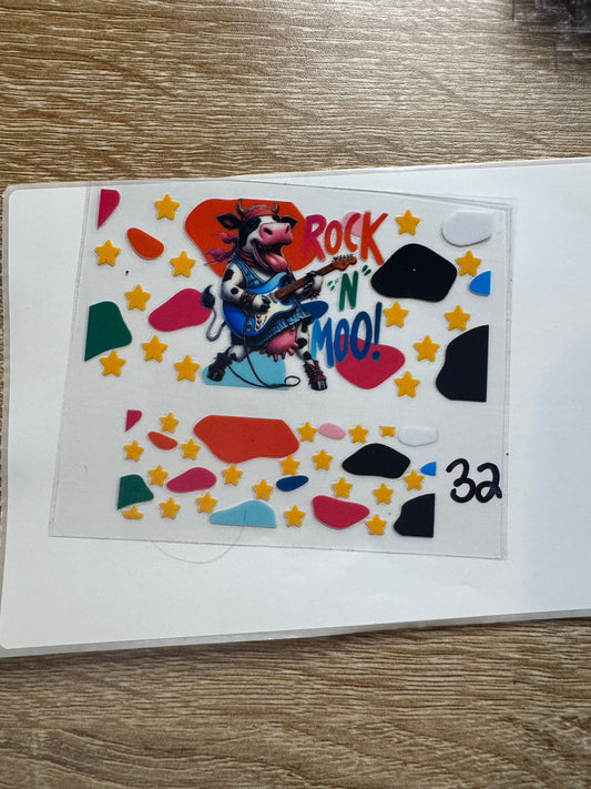 Rock and Moo Shot glass Decal