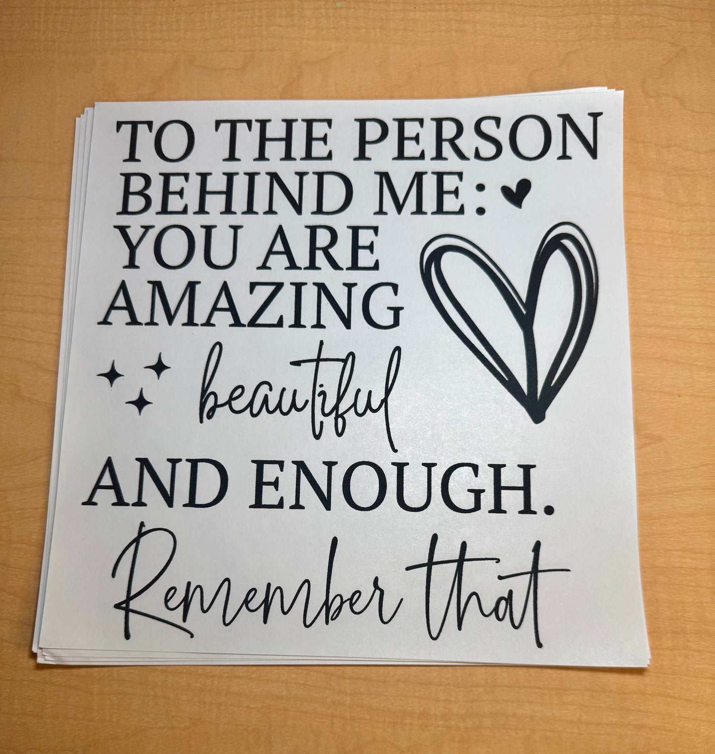 Single Color Adult Transfer- to the person behind me with pocket