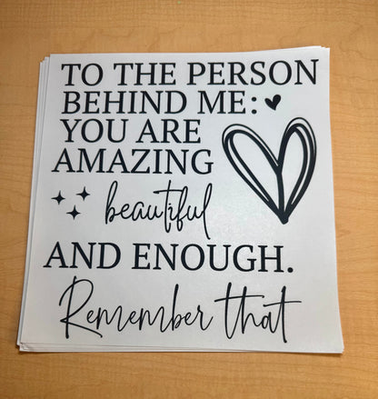 Single Color Adult Transfer- to the person behind me with pocket