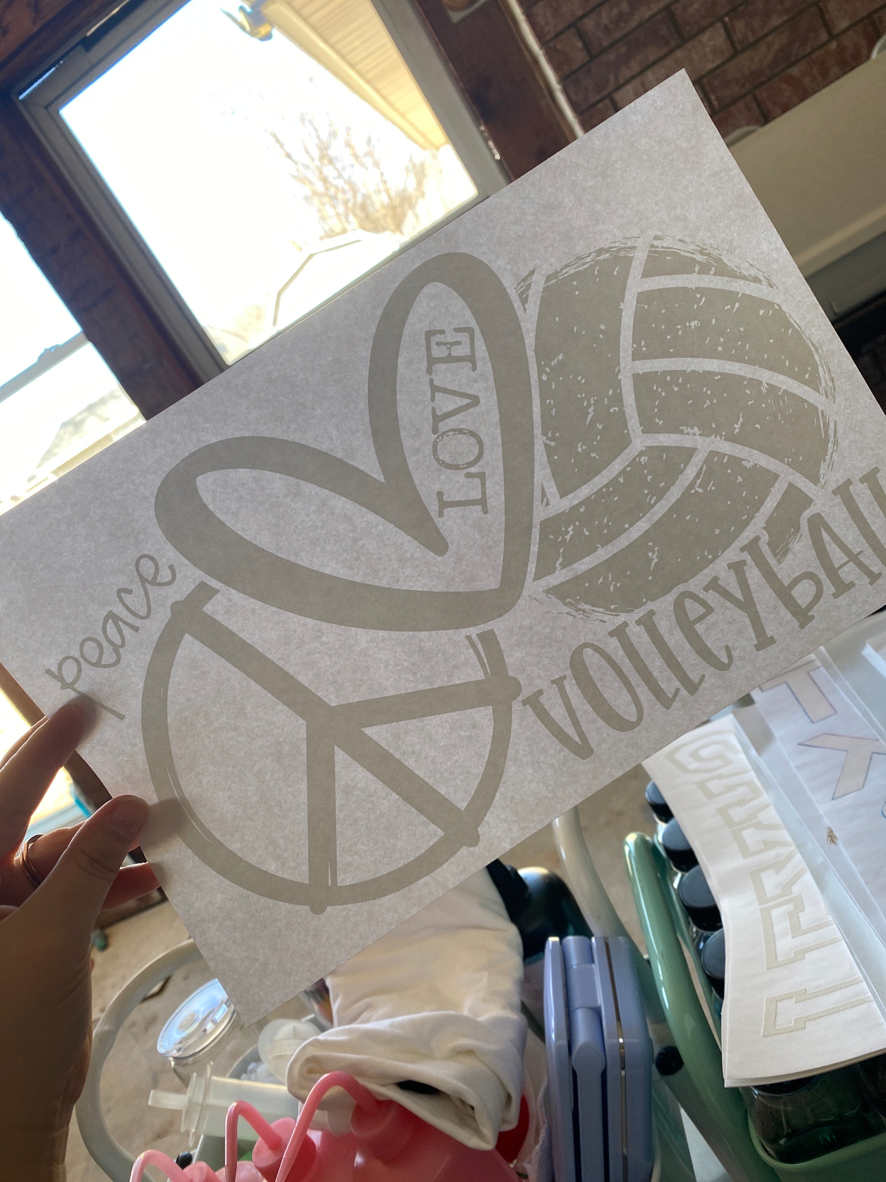 Peace Love Volleyball White Screen print