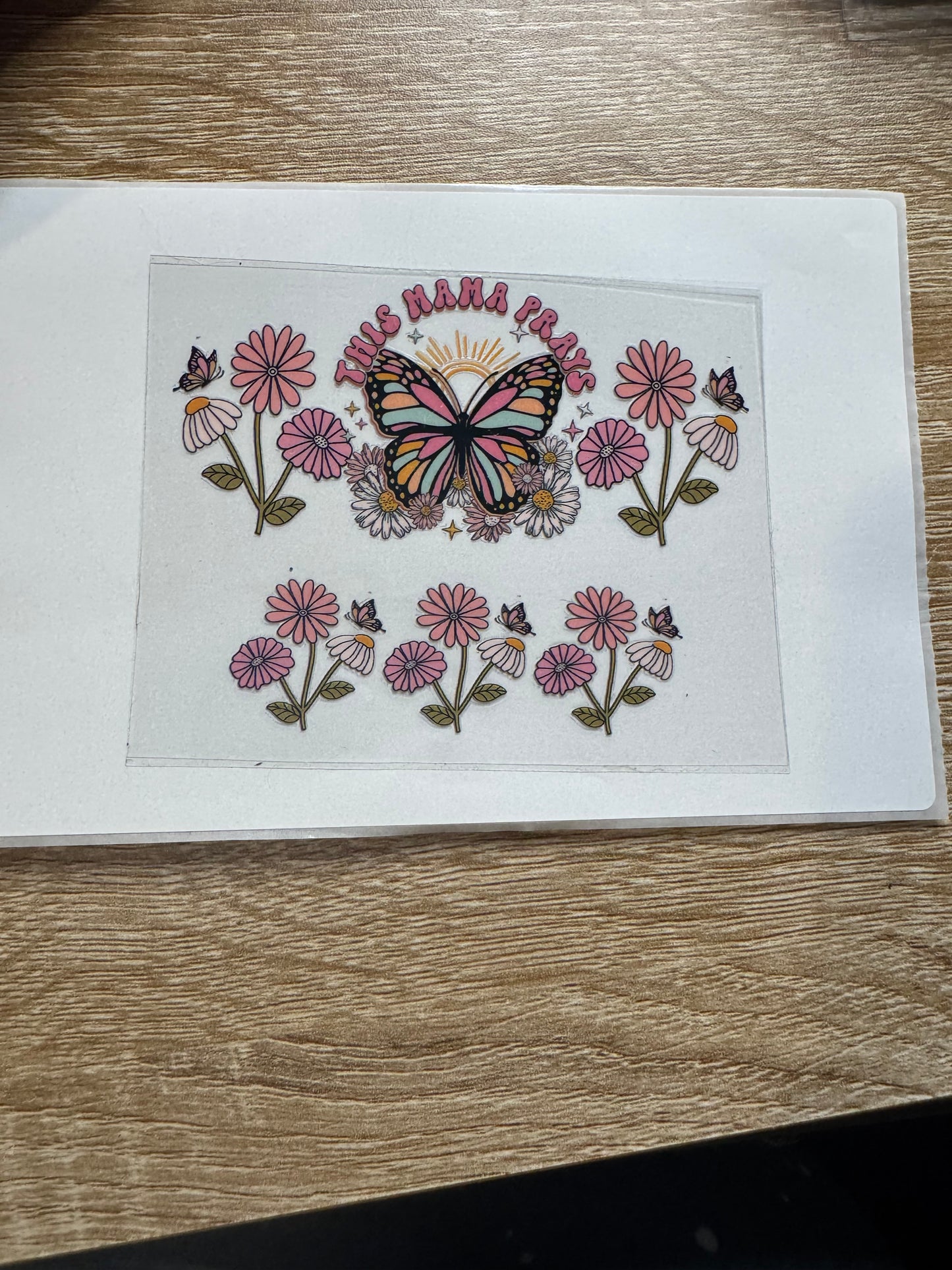 This Momma Prays Shot glass Decal