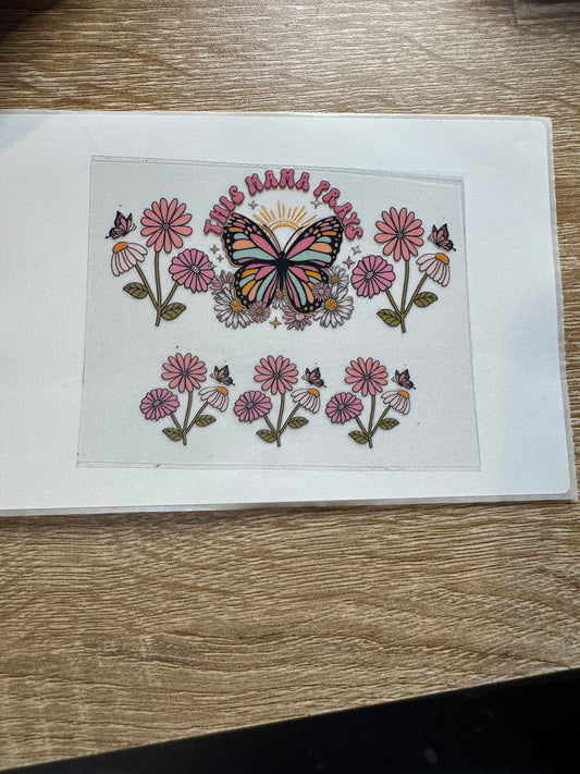 This Momma Prays Shot glass Decal