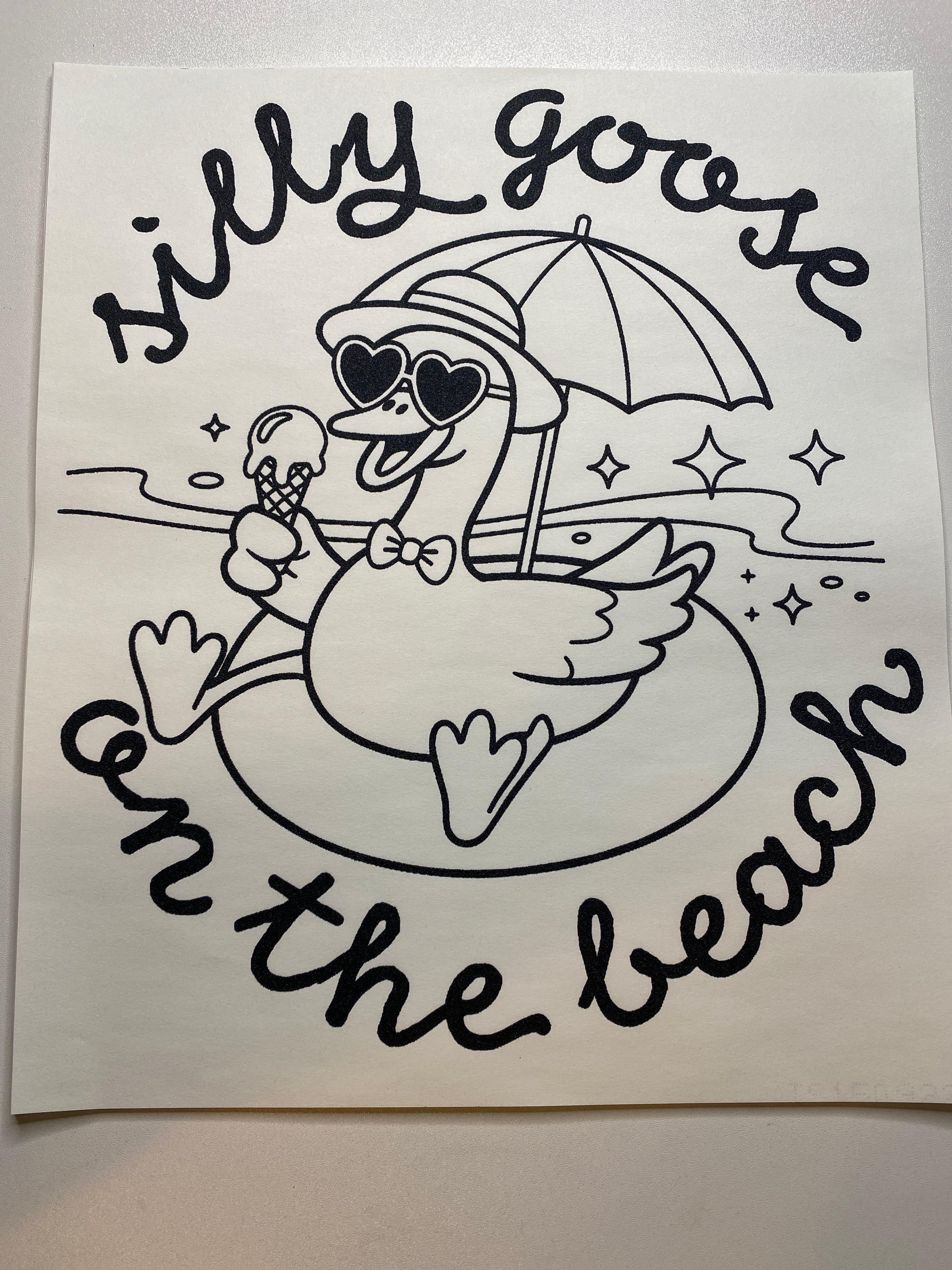 Silly Goose on the beach Screen Print