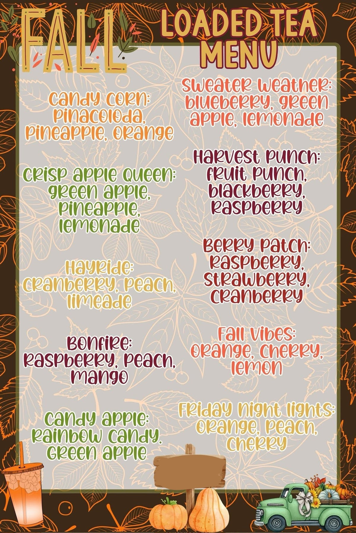 Fall Loaded Tea Menu Fall Menu Loaded Teas β Flippin Barbers Crafts by Combat Cutz