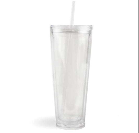 24 oz Plastic Snowglobe Tumbler-Clear Lid