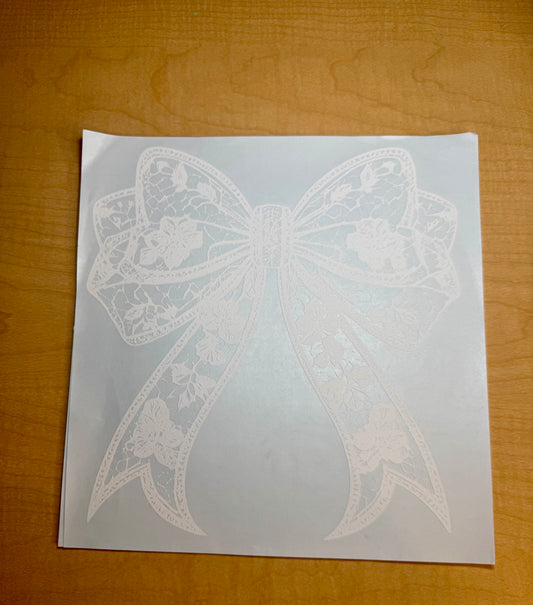 Single Color Adult Transfer- White Lace Bow
