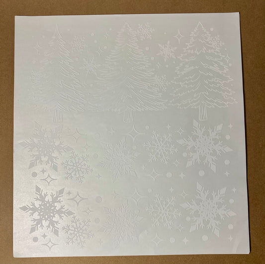 Single Color Adult Transfer- Trees and snowflakes w/sleeves