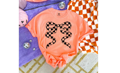 Single color Adult Transfer- Checkered Bow