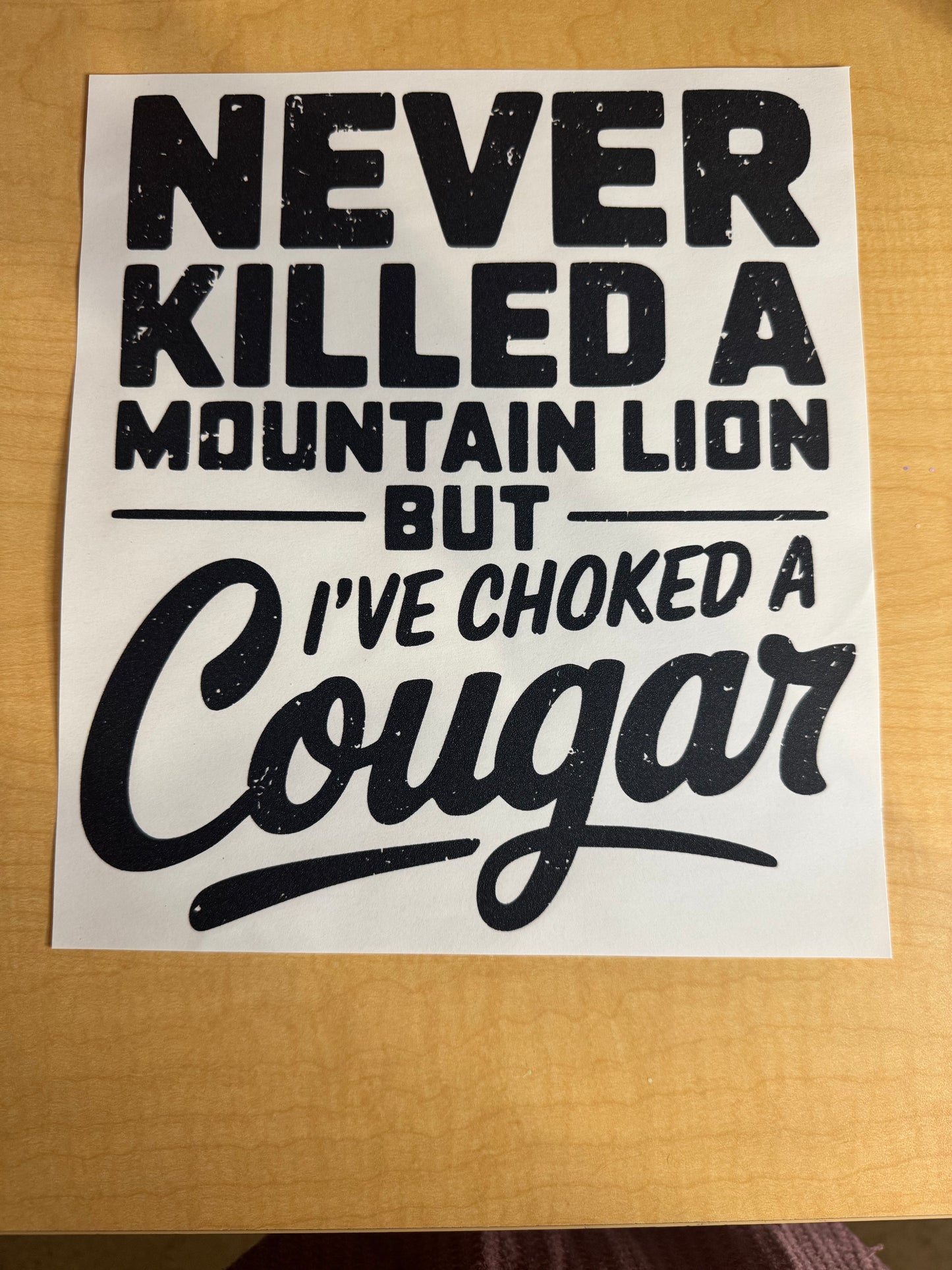 Single Color Adult Transfer- Cougar