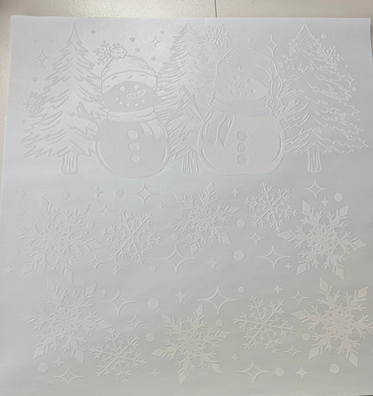 Single Color Adult Transfer- snowman and snowflakes w/sleeves